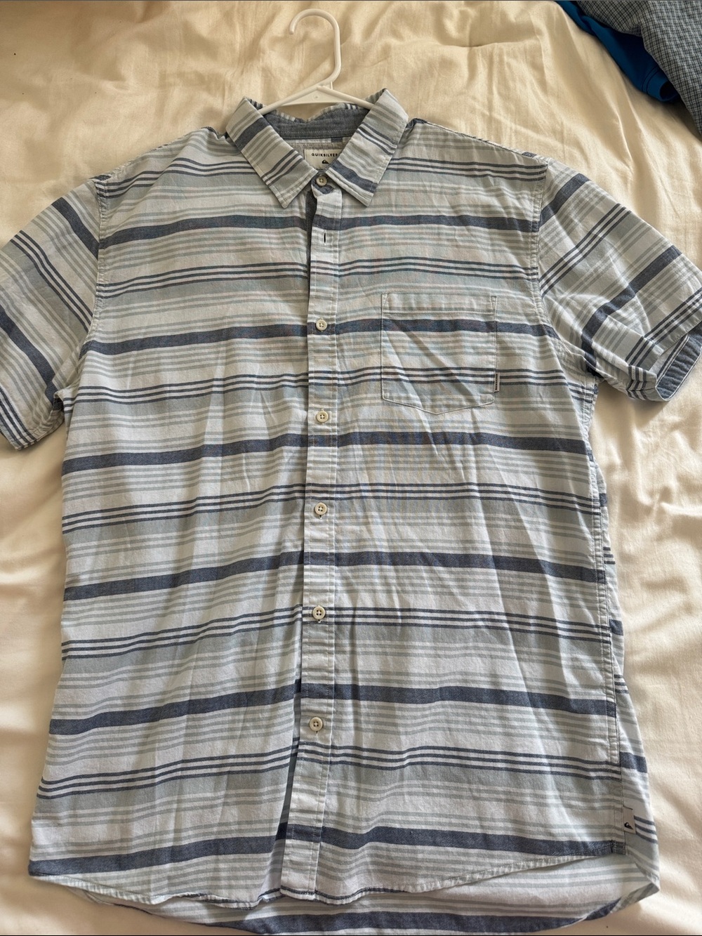 Quicksilver Short Sleeve Blue Striped Men's Shirt